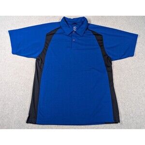 Zero Restriction‎ Men Shirt Large Polo Colorblock Performance Golf Blue Black